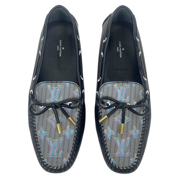 Louis Vuitton Gloria Leather Flat Loafers Blue LV Pop Monogram Size 40 - Picture 4 of 13